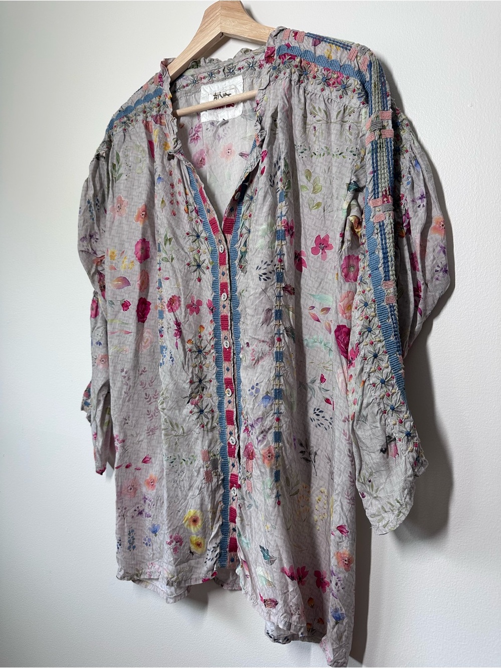 Johnny Was BIYA Embroidered Floral Tunic Blouse Top Small - Picture 4 of 11